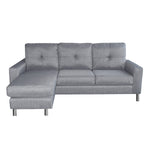 Linen Corner Sofa Couch Lounge Chaise with Metal Legs - Grey