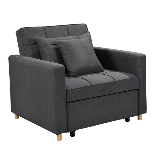 3-in-1 Convertible Lounge Chair Bed Sarantino Dark Grey Multifunctional
