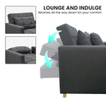 3-in-1 Convertible Lounge Chair Bed Sarantino Dark Grey Multifunctional