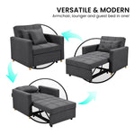 3-in-1 Convertible Lounge Chair Bed Sarantino Dark Grey Multifunctional