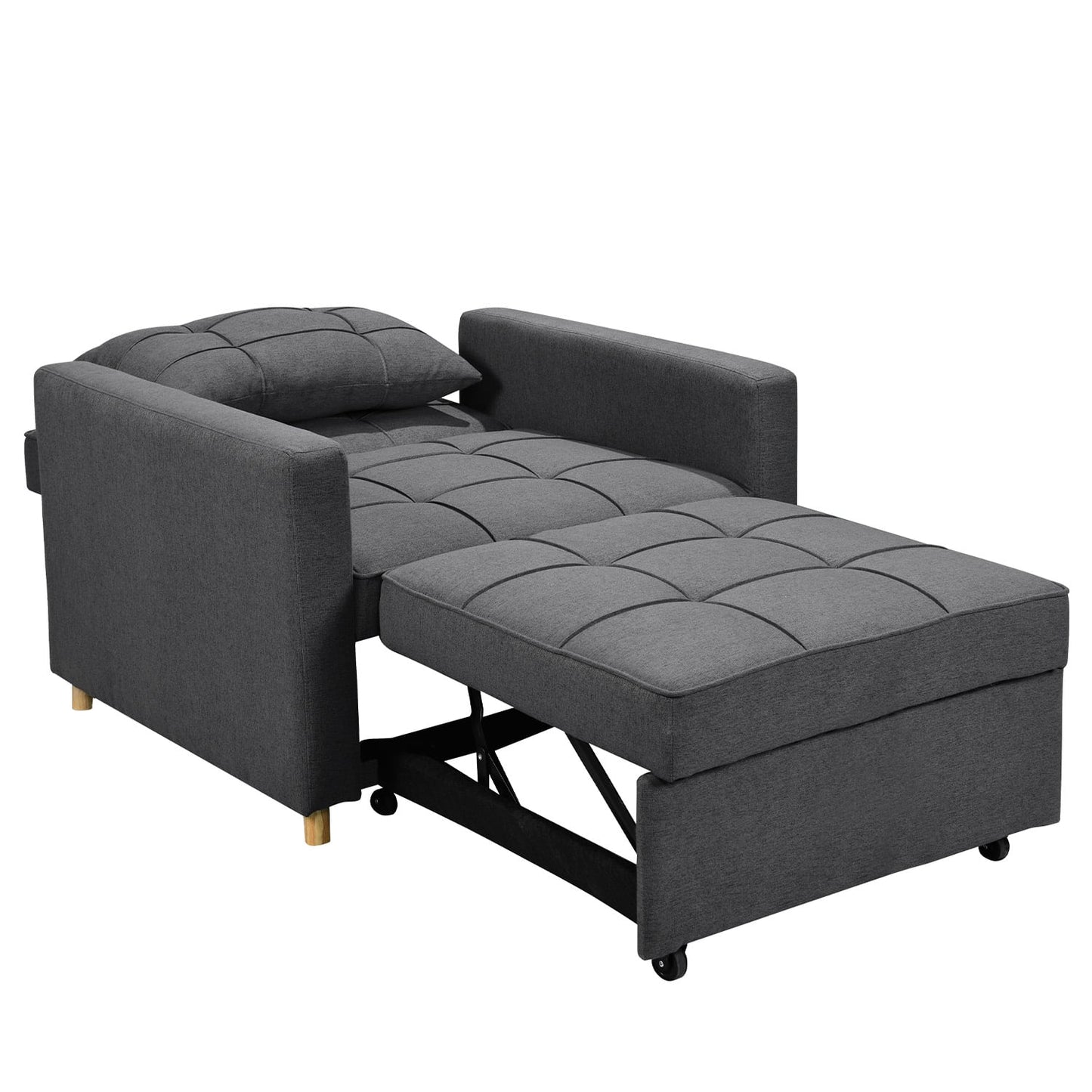 3-in-1 Convertible Lounge Chair Bed Sarantino Dark Grey Multifunctional