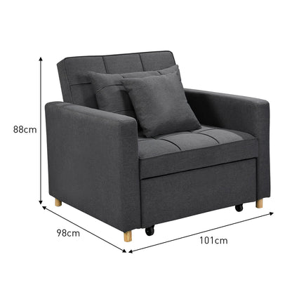 3-in-1 Convertible Lounge Chair Bed Sarantino Dark Grey Multifunctional