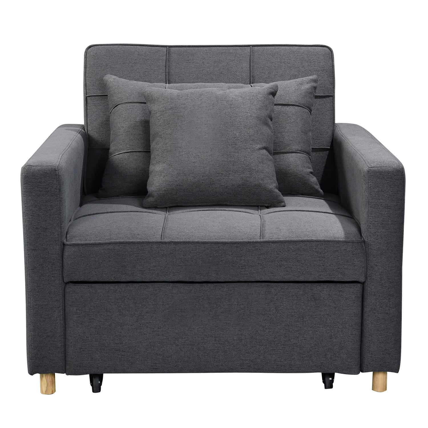 3-in-1 Convertible Lounge Chair Bed Sarantino Dark Grey Multifunctional