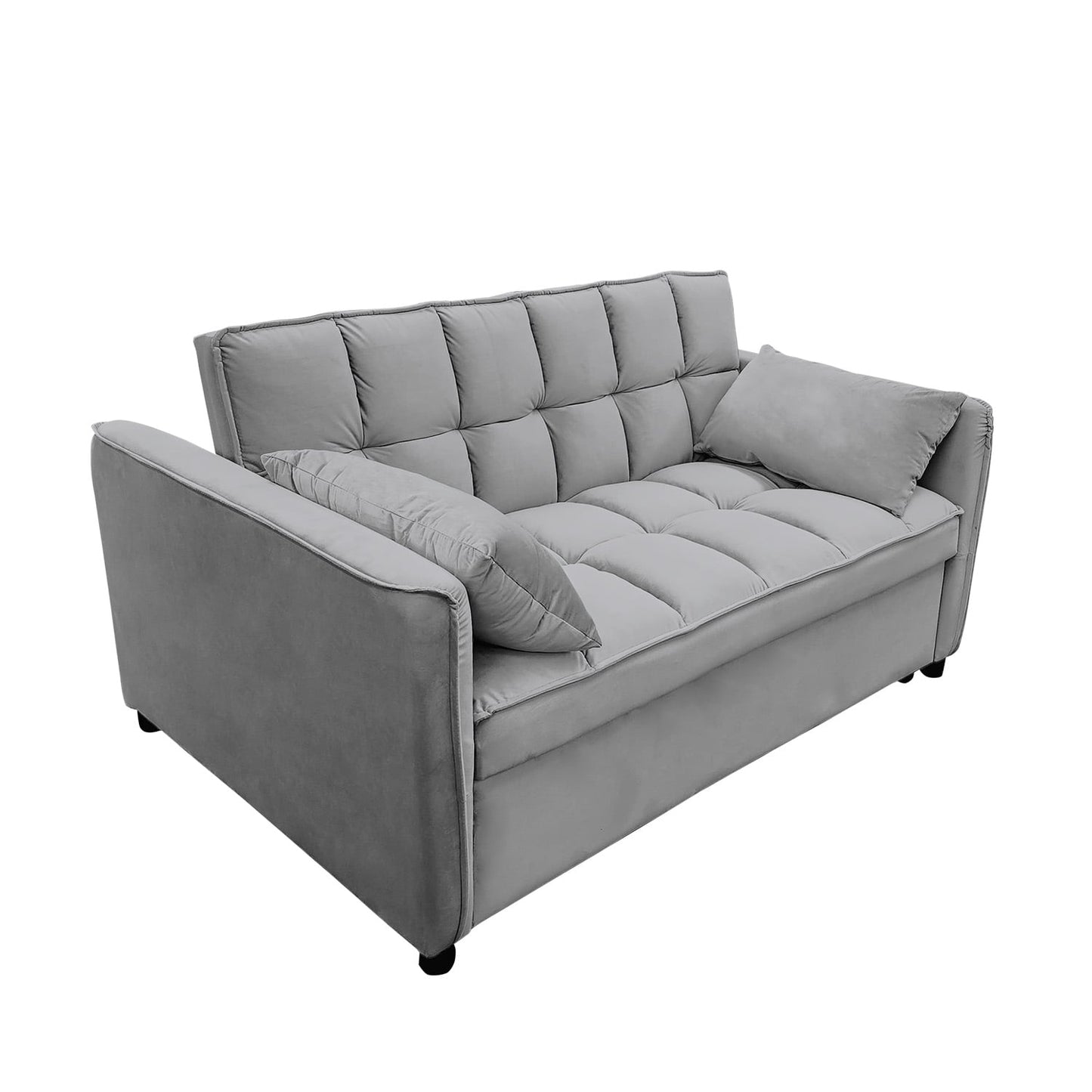 Quincy 2-Seater Velvet Sofa Bed Dark Grey Wooden Frame Tufted Design