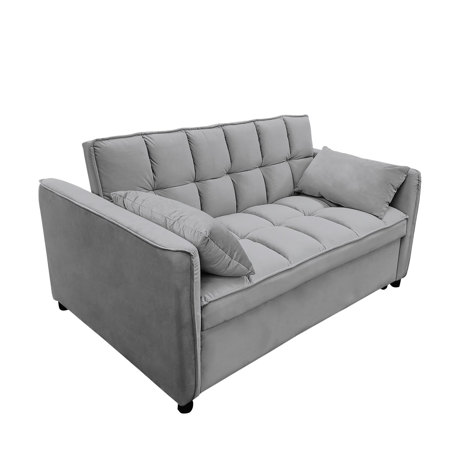 Quincy 2-Seater Velvet Sofa Bed Dark Grey Wooden Frame Tufted Design