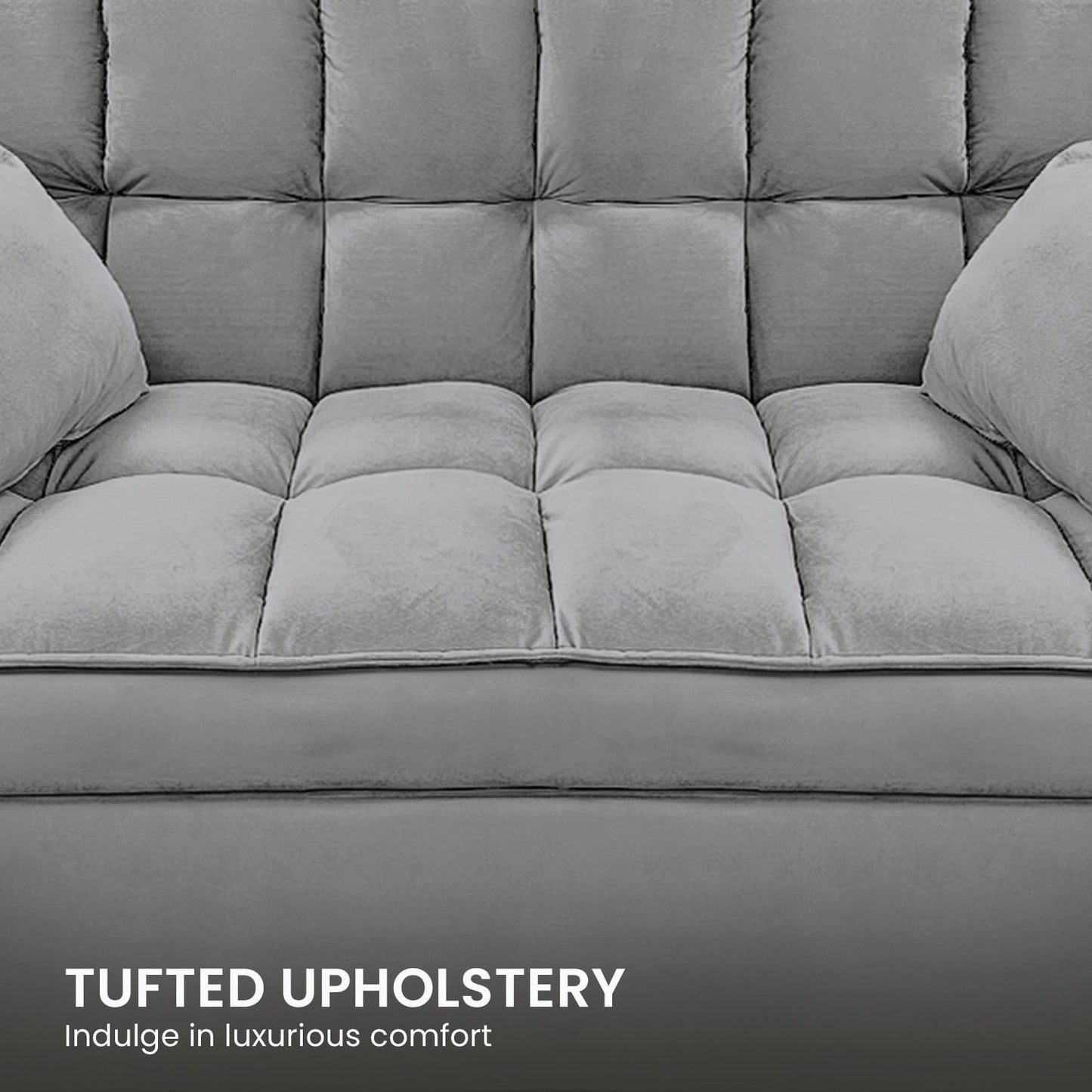 Quincy 2-Seater Velvet Sofa Bed Dark Grey Wooden Frame Tufted Design