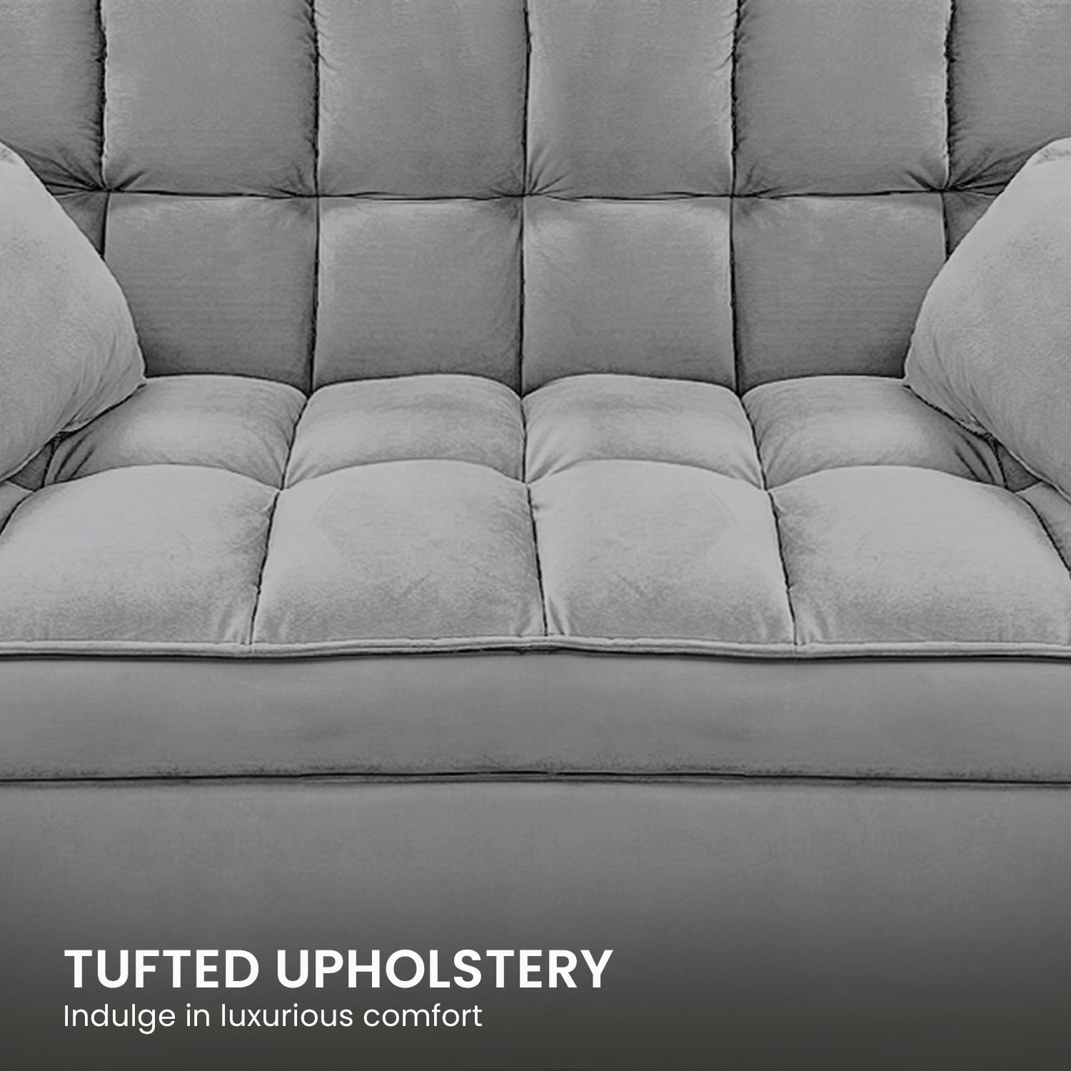 Quincy 2-Seater Velvet Sofa Bed Dark Grey Wooden Frame Tufted Design