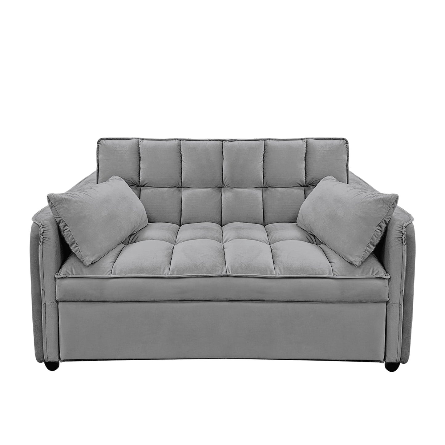 Quincy 2-Seater Velvet Sofa Bed Dark Grey Wooden Frame Tufted Design