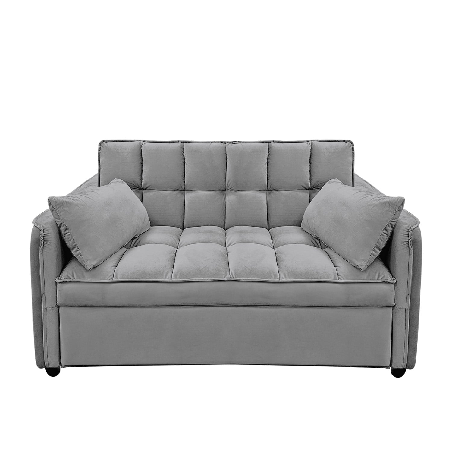 Quincy 2-Seater Velvet Sofa Bed Dark Grey Wooden Frame Tufted Design