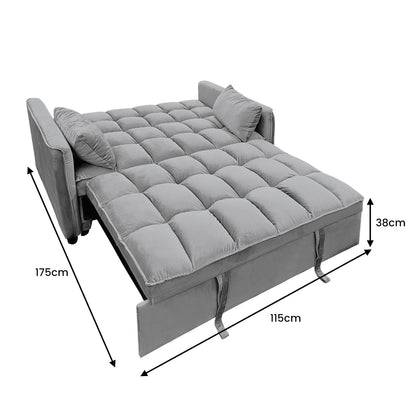 Quincy 2-Seater Velvet Sofa Bed Dark Grey Wooden Frame Tufted Design