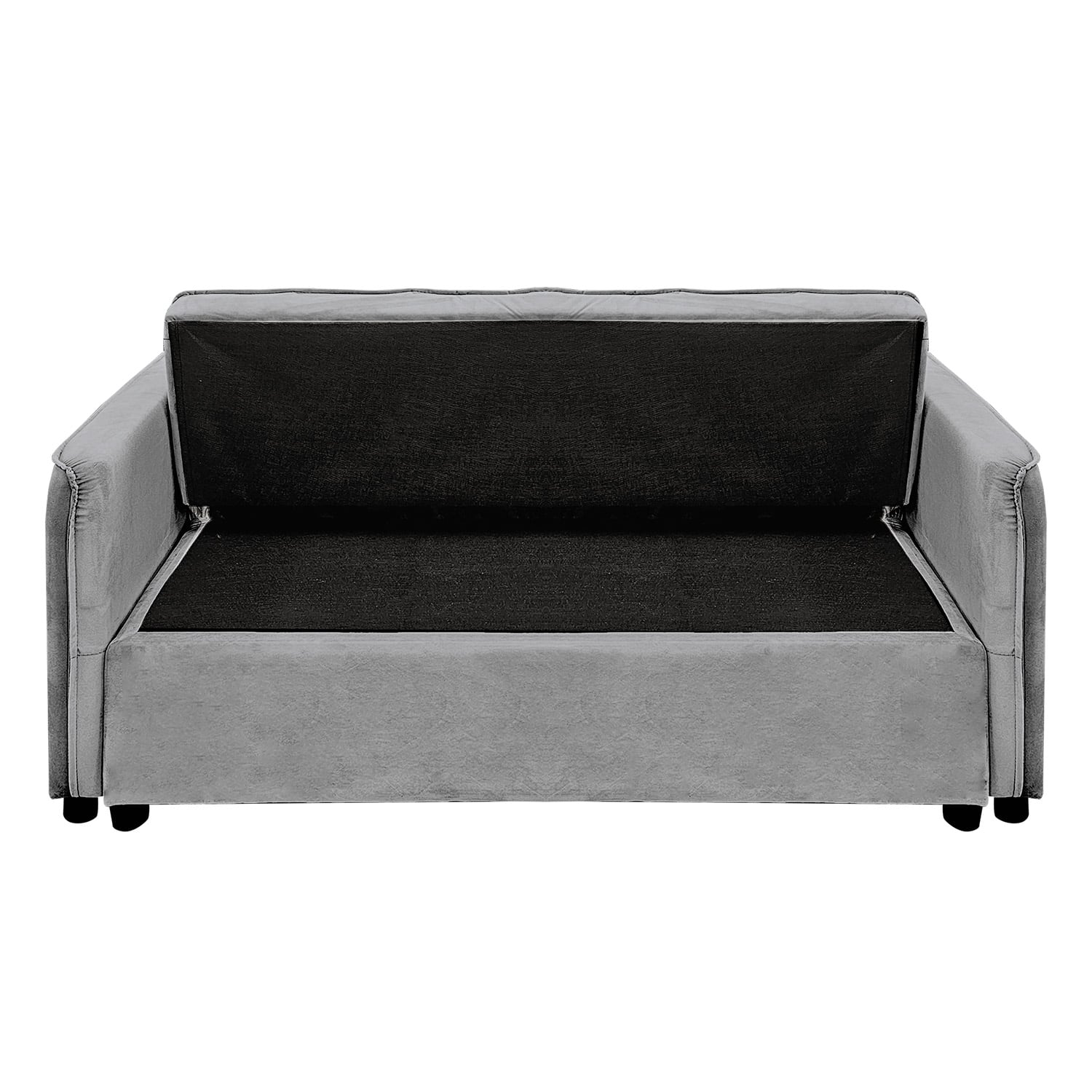 Quincy 2-Seater Velvet Sofa Bed Dark Grey Wooden Frame Tufted Design