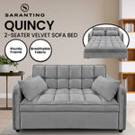 Quincy 2-Seater Velvet Sofa Bed Dark Grey Wooden Frame Tufted Design