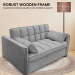 Quincy 2-Seater Velvet Sofa Bed Dark Grey Wooden Frame Tufted Design