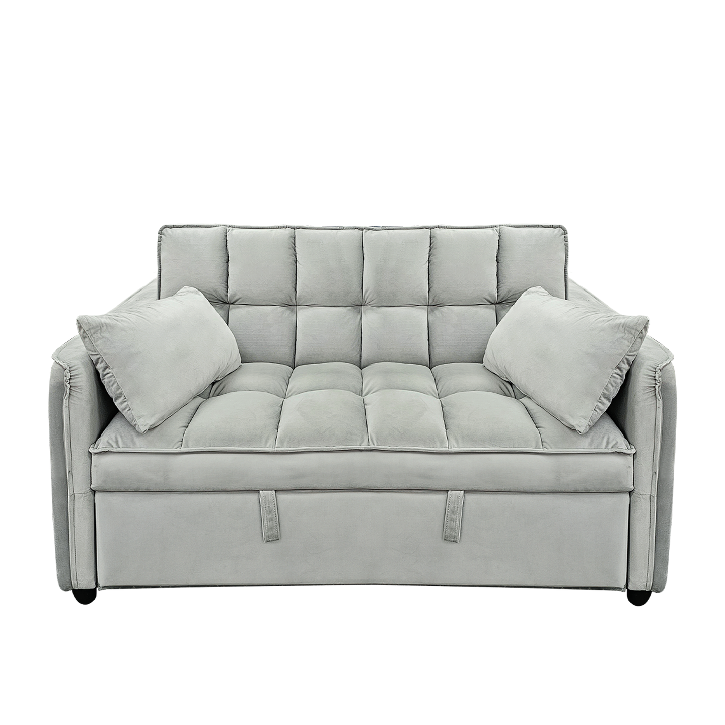 Light Grey Velvet Tufted Sofa Bed