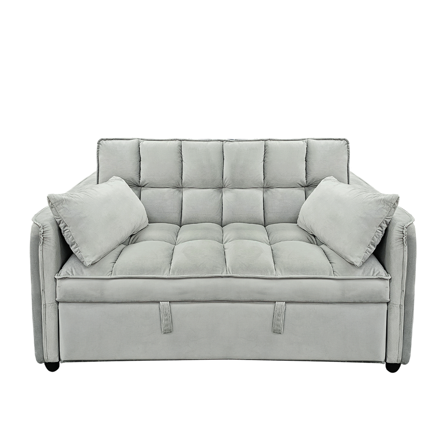 Light Grey Velvet Tufted Sofa Bed