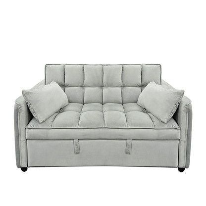 Light Grey Velvet Tufted Sofa Bed