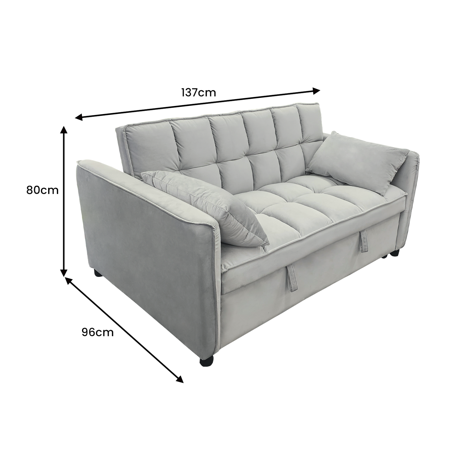 Light Grey Velvet Tufted Sofa Bed