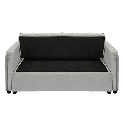 Light Grey Velvet Tufted Sofa Bed