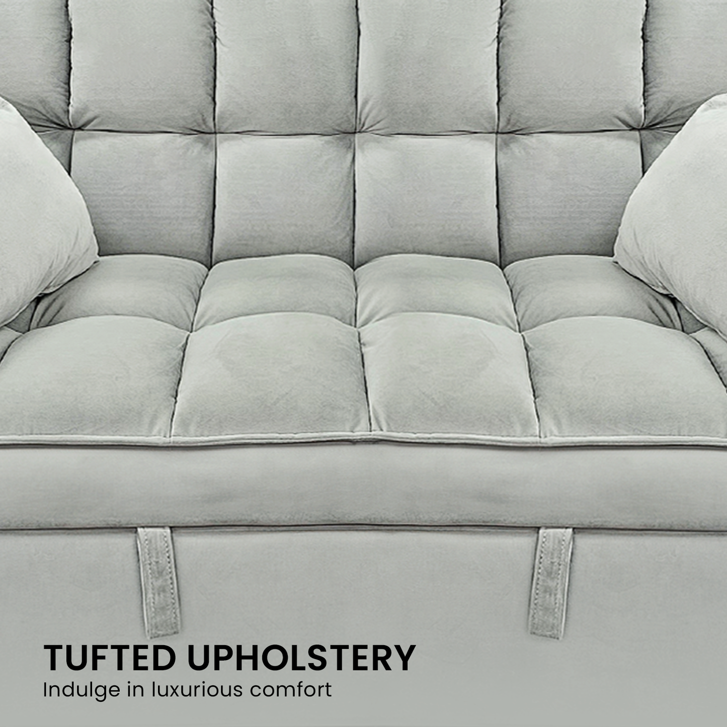 Light Grey Velvet Tufted Sofa Bed