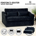 Light Black/Dark/Light grey Velvet 2-Seater Sofa Bed with Comfortable Sleeping