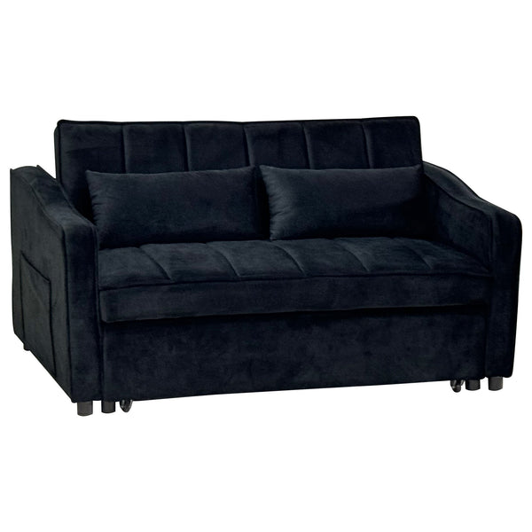  Light Black/Dark/Light grey Velvet 2-Seater Sofa Bed with Comfortable Sleeping