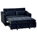 Light Black/Dark/Light grey Velvet 2-Seater Sofa Bed with Comfortable Sleeping