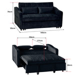 Light Black/Dark/Light grey Velvet 2-Seater Sofa Bed with Comfortable Sleeping