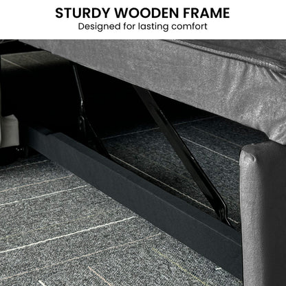 Light Black/Dark/Light grey Velvet 2-Seater Sofa Bed with Comfortable Sleeping
