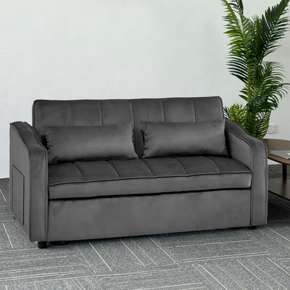 Light Black/Dark/Light grey Velvet 2-Seater Sofa Bed with Comfortable Sleeping