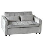 Light Black/Dark/Light grey Velvet 2-Seater Sofa Bed with Comfortable Sleeping