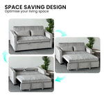 Light Black/Dark/Light grey Velvet 2-Seater Sofa Bed with Comfortable Sleeping