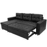 Corner Sofa Bed Storage Chaise Couch Leather Black