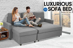 3-Seater Corner Sofa Bed Lounge Storage Chaise Couch L.Grey