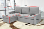 3-Seater Corner Sofa Bed Lounge Storage Chaise Couch L.Grey