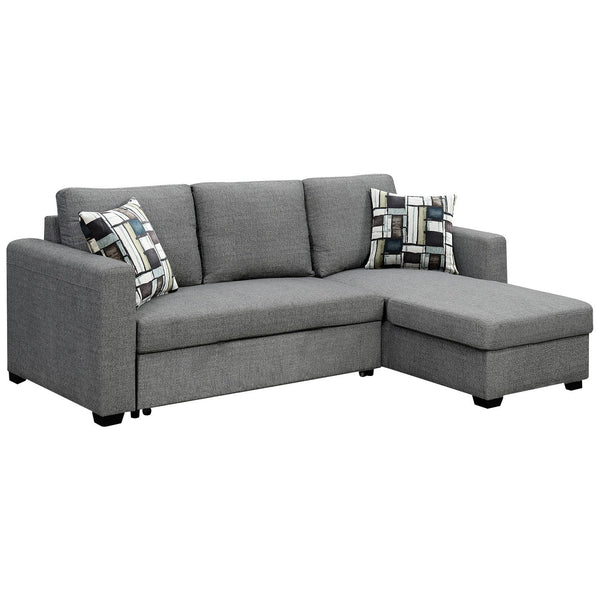  Fontana Pullout Sofa Bed with Storage Chaise Lounge  - Grey