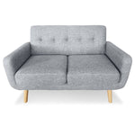 6-Seater Linen Sofa Set Couch Futon - Light Grey