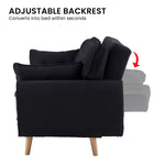 3 Seater Modular Linen Fabric Sofa Bed Couch Futon - Black