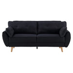 3 Seater Modular Linen Fabric Sofa Bed Couch Futon - Black