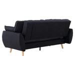 3 Seater Modular Linen Fabric Sofa Bed Couch Futon - Black