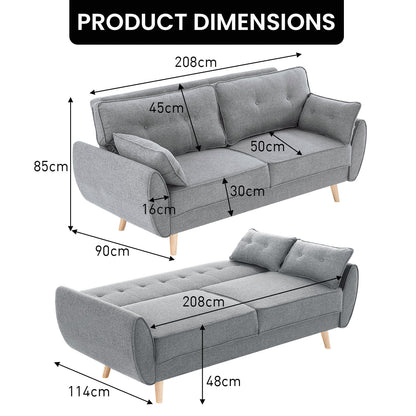 Fabric Sofa Bed Grey