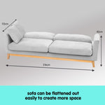 3 Seater Velvet Sofa Bed Couch Furniture Light Grey