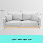 3 Seater Velvet Sofa Bed Couch Furniture Light Grey