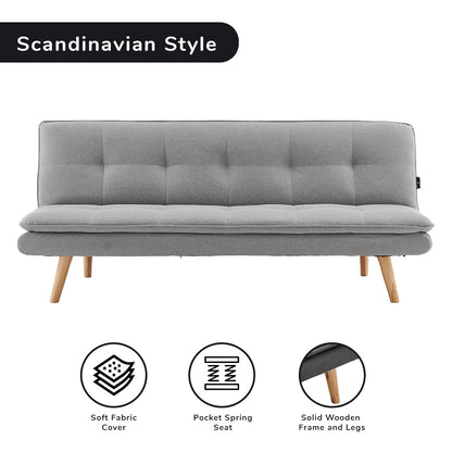 Grey 3 Seater Sofa Bed Lounge 180x80x70cm