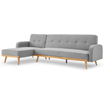 3-Seater Corner Sofa Bed with Chaise Lounge - Light Grey