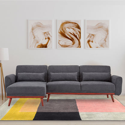 Velvet Sofa Bed Couch Lounge Chaise Cushions Dark Grey