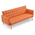 3 Seater Modular Linen Fabric Sofa Bed Couch Armrest Orange