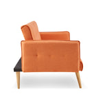 3 Seater Modular Linen Fabric Sofa Bed Couch Armrest Orange