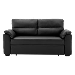 Leather Sofa Bed Couch Lounge - Black
