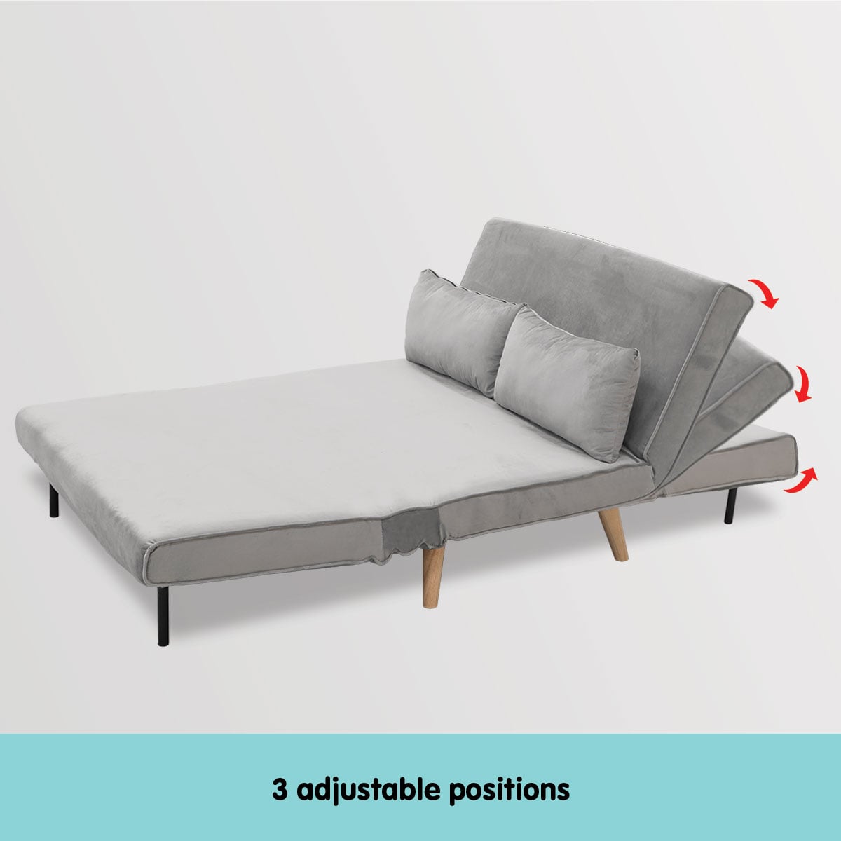 Grey Velvet Sofa Bed 121x80x75cm