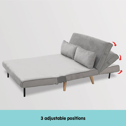 Grey Velvet Sofa Bed 121x80x75cm